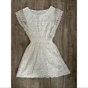 White lace floral mini dress